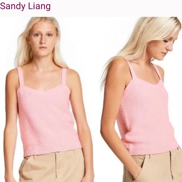 Sandy Liang Tops - Sandy Liang Target Pink Knit sweetheart Neck Tank Top XS extra small light pink